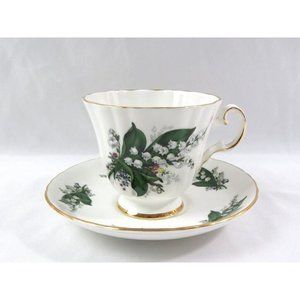 Vintage Royal Grafton England Lilies of The Valley TeaCup & Saucer Gold Trim